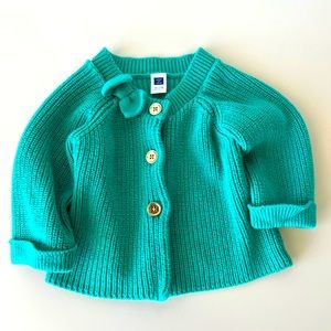 Janie and Jack Emerald Green Knit Bow Sweater 12-18m